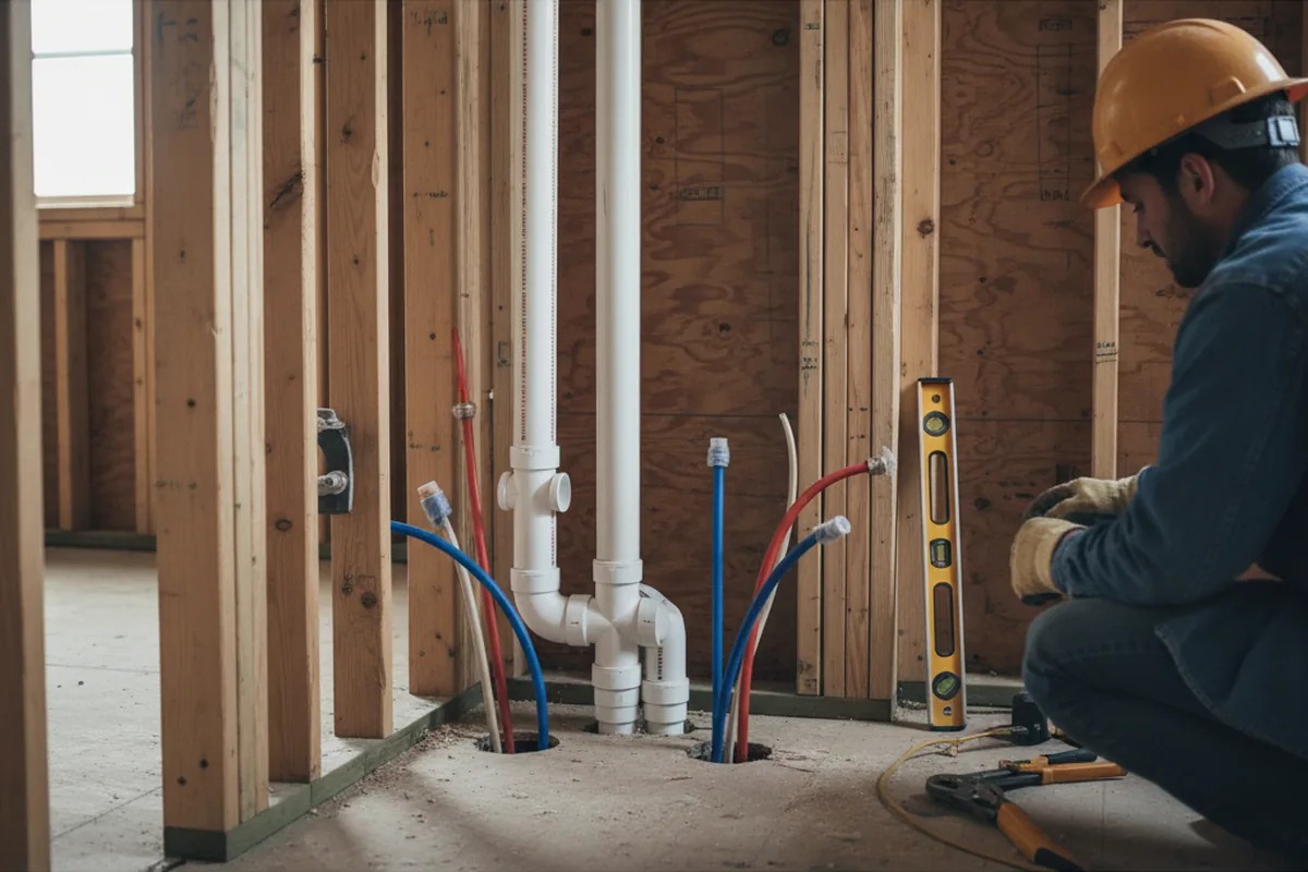 Drain and supply rough-in during Toilet Repair and Installation in Campbell Hall
